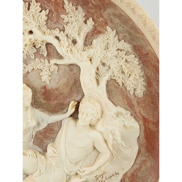 A Thing Of Beauty 3D Plate Wall Decor Gayle Bright Appleby 10" Incolay Stone Vtg - Picture 4 of 16